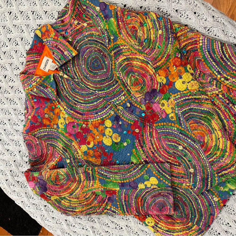 Chico's Colorful Spiral Patterned Top